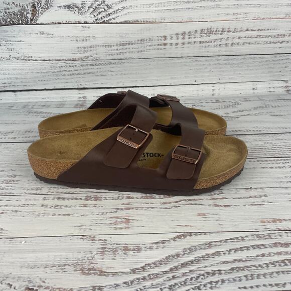 Birkenstock Arizona Birko-Flor Mens EU 46 US 12 Regular Sandals Dark Brown Leath main image 7